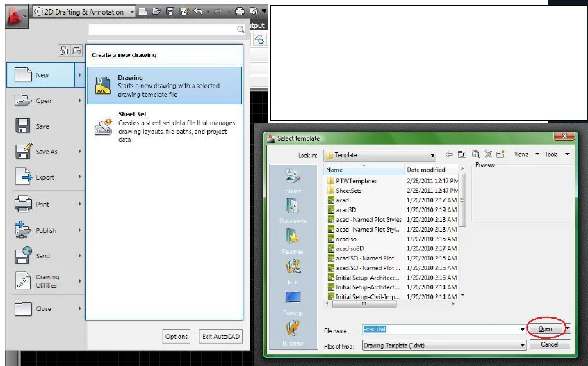 How to Open new Window in AutoCAD2010