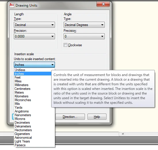 How to Change the units setting in AutoCAD2010