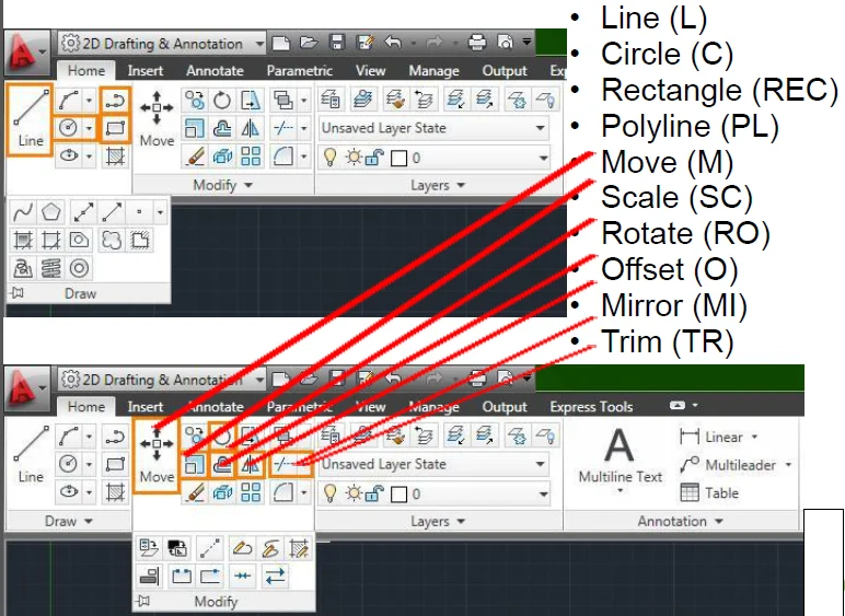 Short Key Commands of AutoCAD