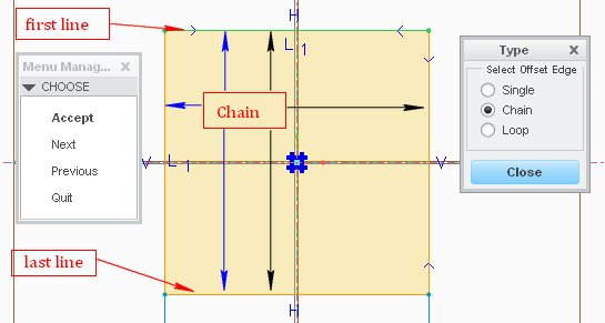 chain offset in creo parametric sketch