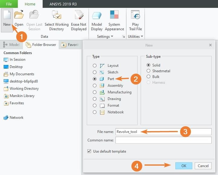 creting new part file in creo parametric